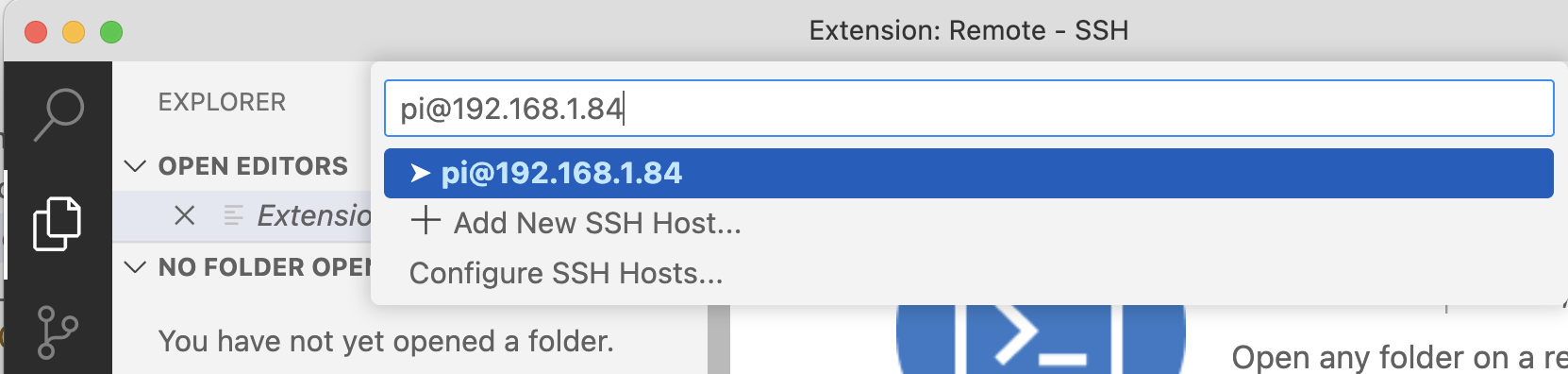 Screenshot of remote-ssh