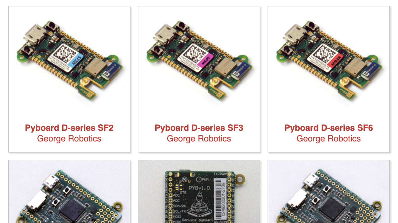 screenshot of the downloads page on micropython.org