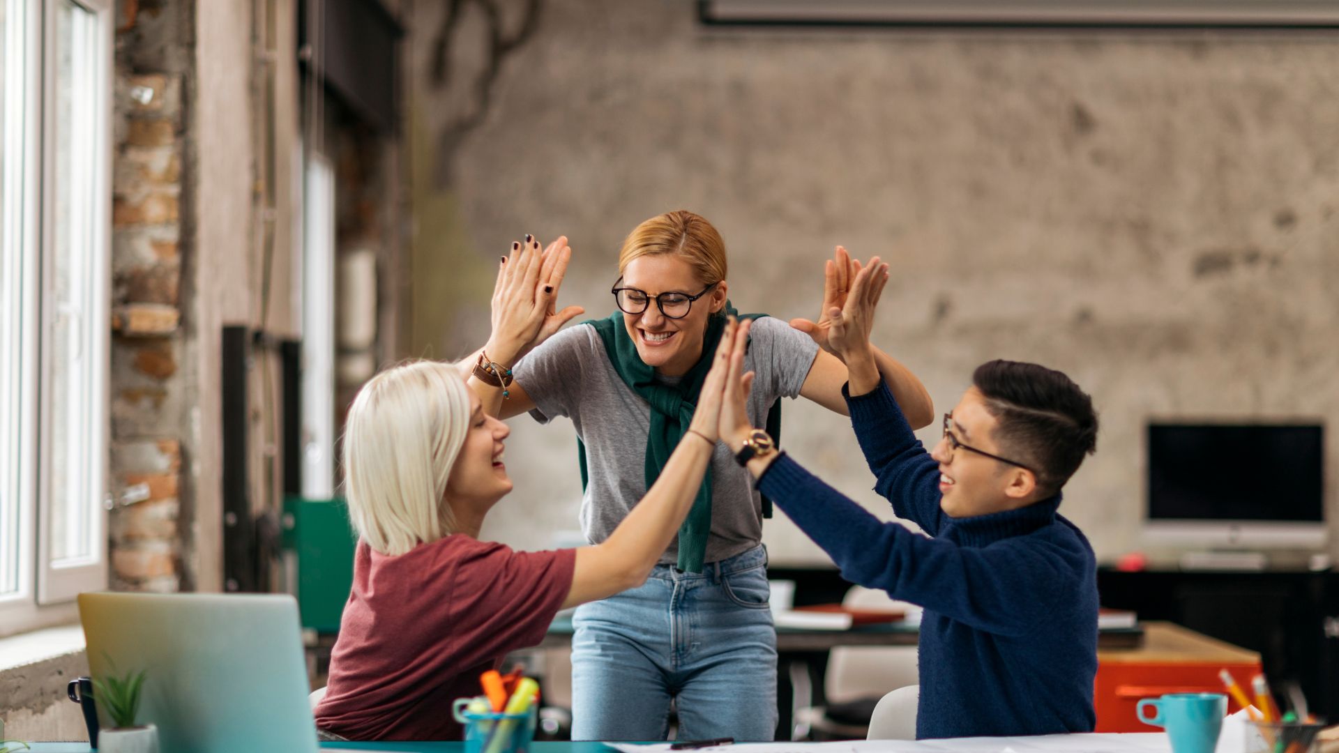 Picture of a group high-five